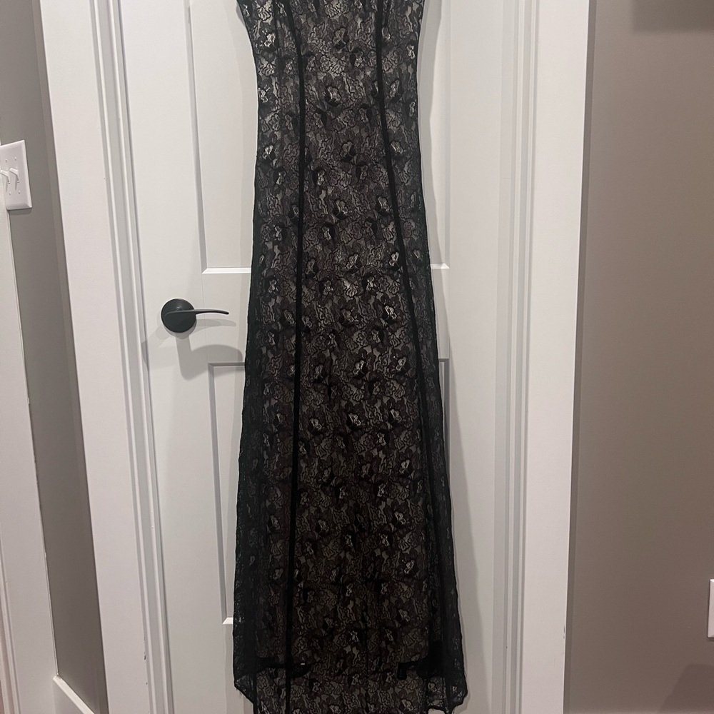 Jump Black and Cream Strapless Lace Dress
